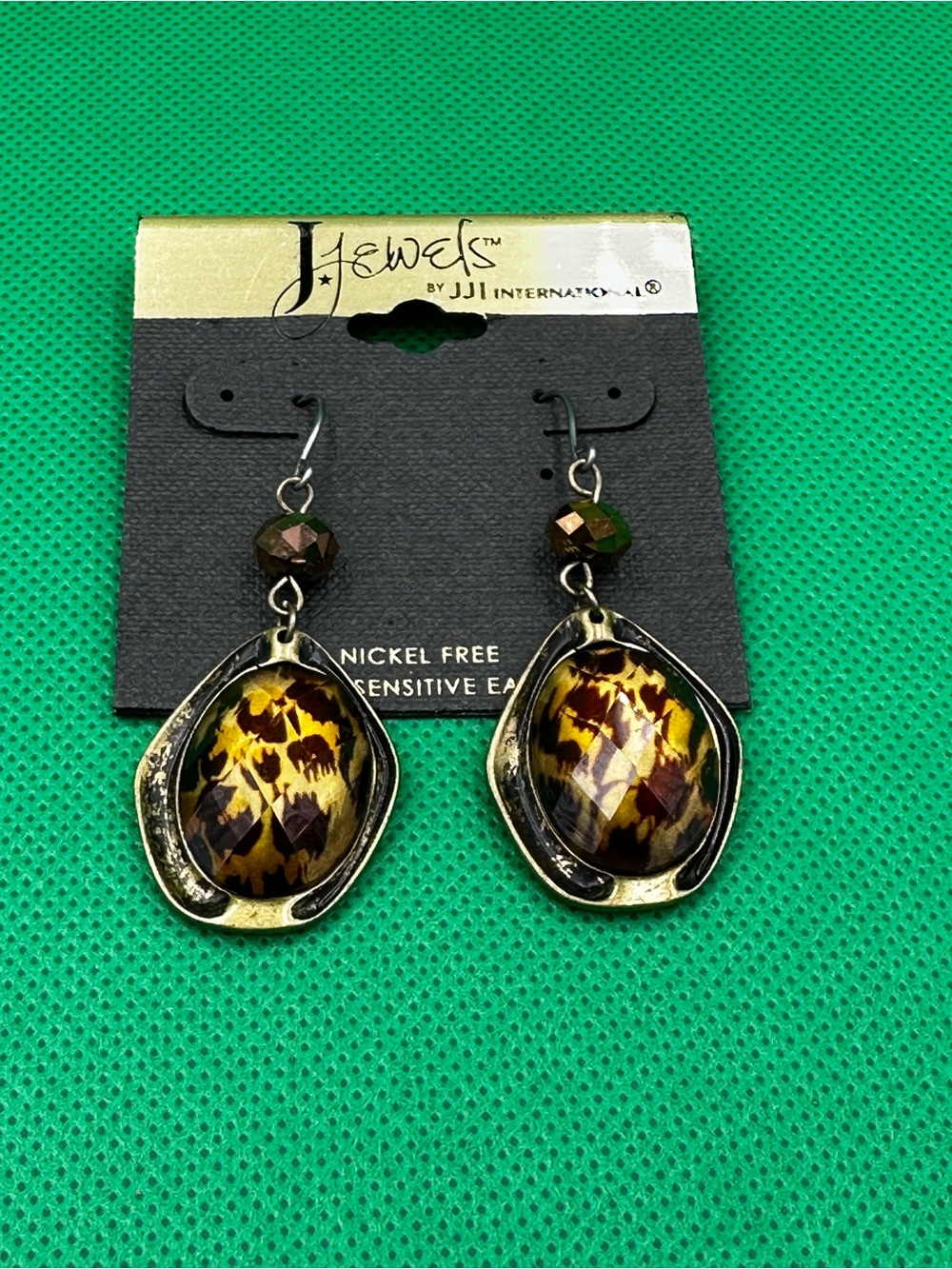 Brown & Yellow Teardrop Dangle Earrings
